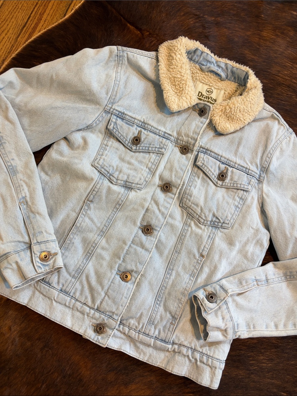 Denim Jean Jacket unisex S Blue Sherpa Lined Trucker Chore grunge cabin cottage